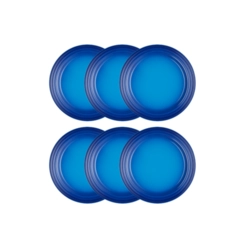 Jogo de 6 Pratos Rasos de Cerâmica 27 cm Azure Blue Le Creuset