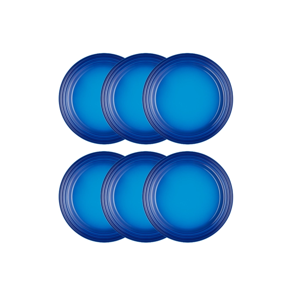 Jogo de 6 Pratos Rasos de Cerâmica 27 cm Azure Blue Le Creuset