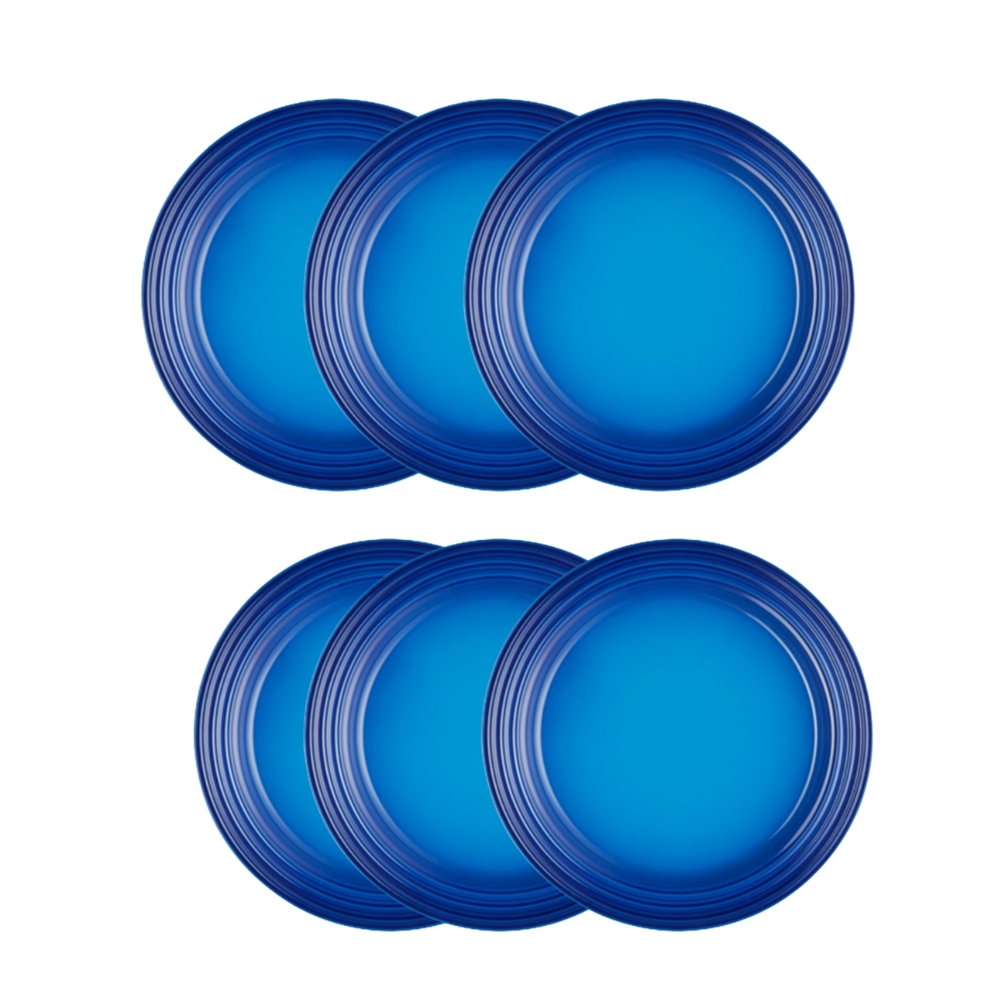 Jogo de 12 Pratos Rasos de Cerâmica 27 cm Azure Blue Le Creuset