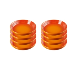 Jogo de 8 Pratos Fundos de Cerâmica 22 cm Laranja Le Creuset