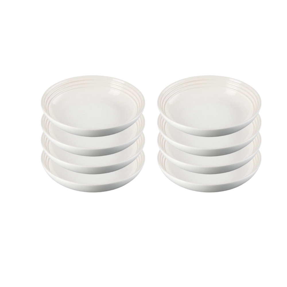 Jogo de 8 Pratos Fundos de Cerâmica 22 cm Meringue Le Creuset