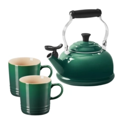 Kit Chaleira Tradicional e 2 Canecas 200 ml Artichaut Le Creuset