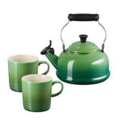 Kit Chaleira Tradicional e 2 Canecas 200 ml Bamboo Le Creuset