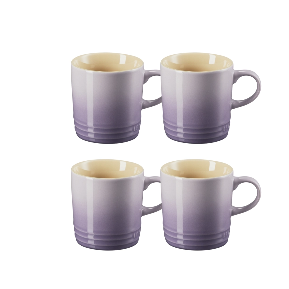 Jogo 4 Canecas Cappuccino de Cerâmica 200 ml Bluebell Roxo Le Creuset
