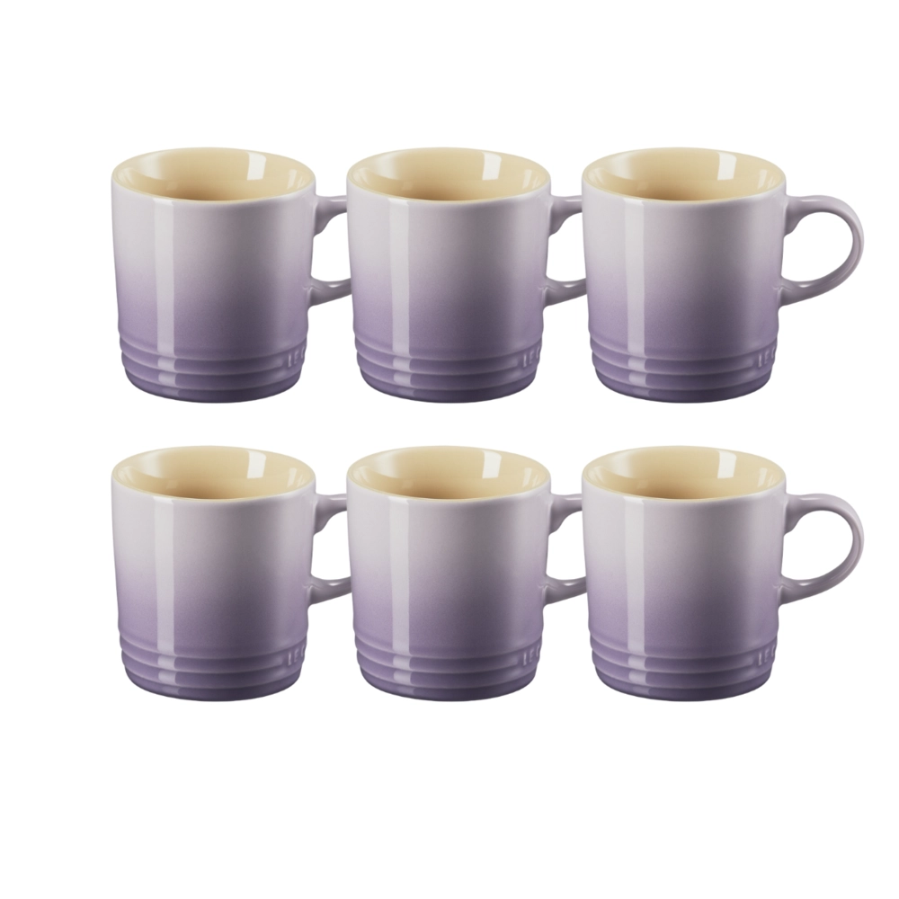 Jogo 6 Canecas Cappuccino de Cerâmica 200 ml Bluebell Roxo Le Creuset