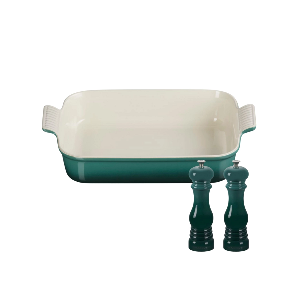 Kit de Travessa Retanglar 32 cm e Moedores de Sal e Pimenta Artichaut Le Creuset