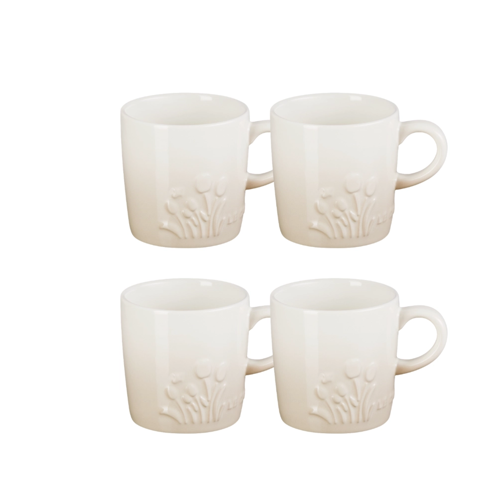 Jogo 4 Canecas Cappuccino de Cerâmica Jardin 200 ml Meringue Le Creuset