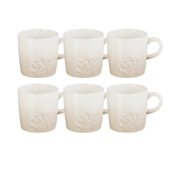 Jogo 6 Canecas Cappuccino de Cerâmica Jardin 200 ml Meringue Le Creuset