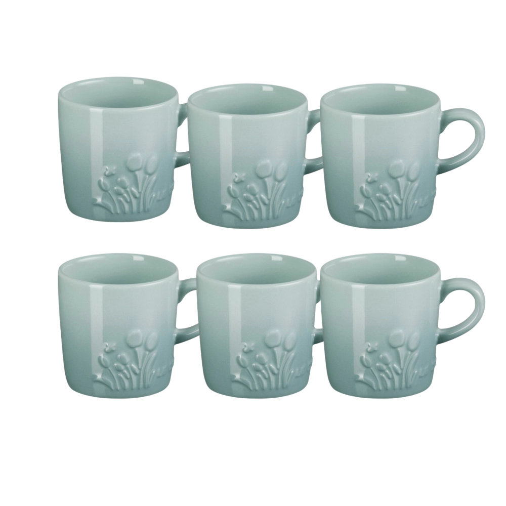 Jogo 6 Canecas Cappuccino de Cerâmica Jardin 200 ml Sea Salt Le Creuset