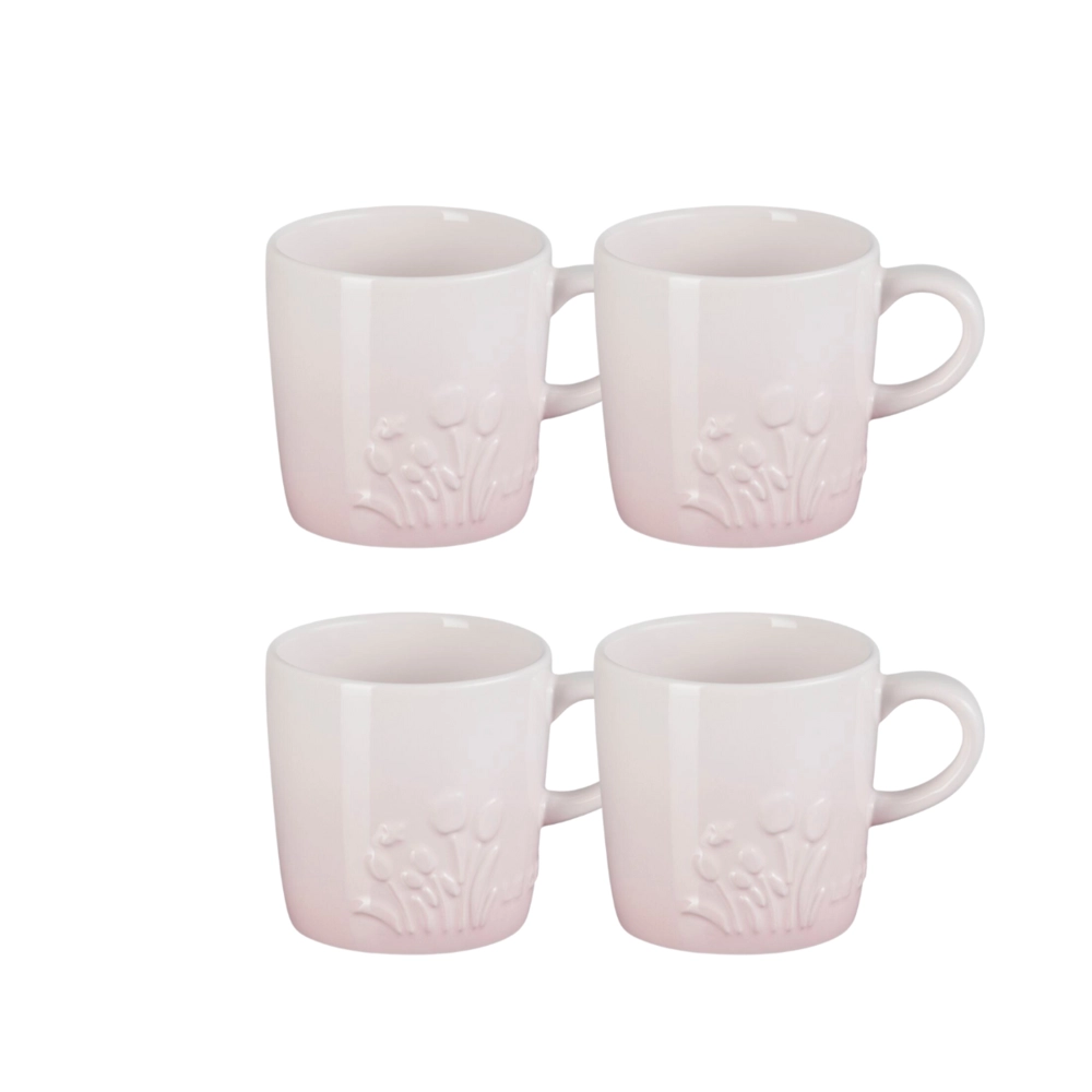 Jogo 4 Canecas Cappuccino de Cerâmica Jardin 200 ml Shell Pink Le Creuset