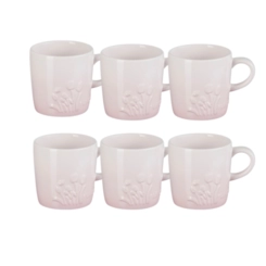 Jogo 6 Canecas Cappuccino de Cerâmica Jardin 200 ml Shell Pink Le Creuset