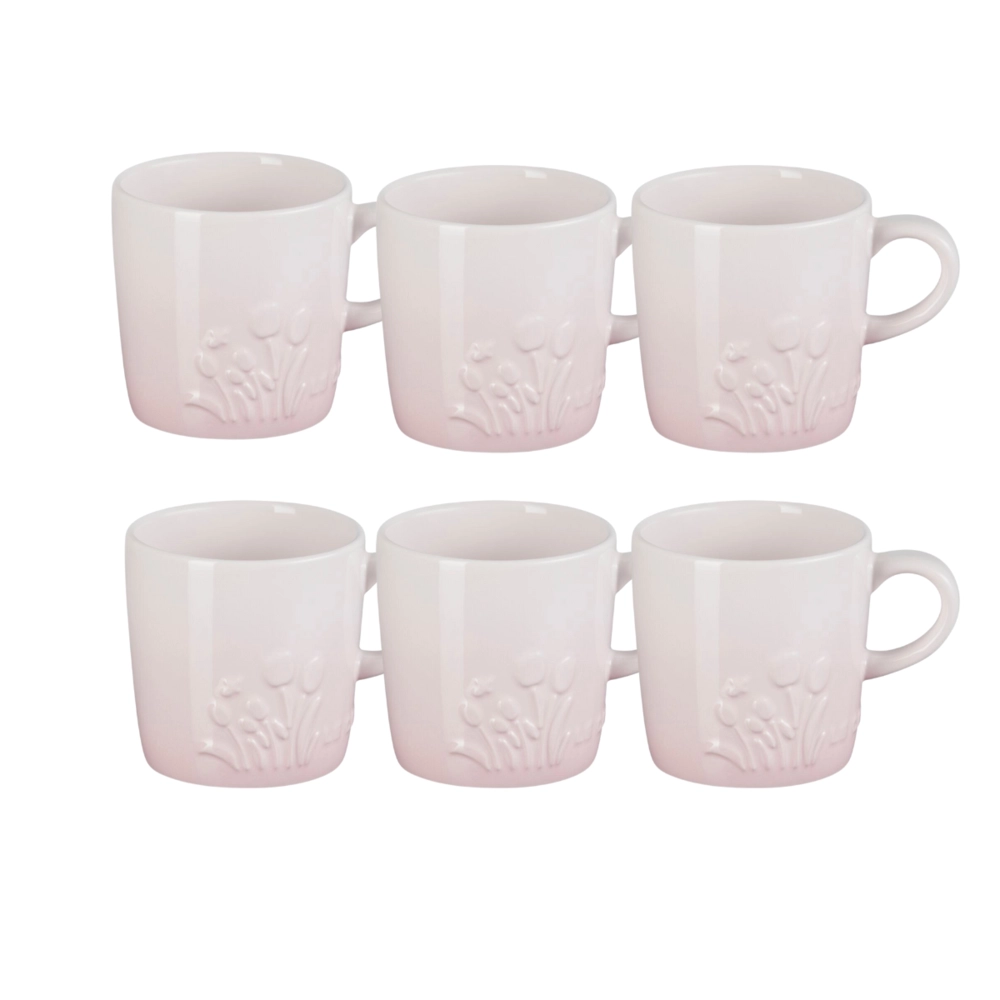 Jogo 6 Canecas Cappuccino de Cerâmica Jardin 200 ml Shell Pink Le Creuset