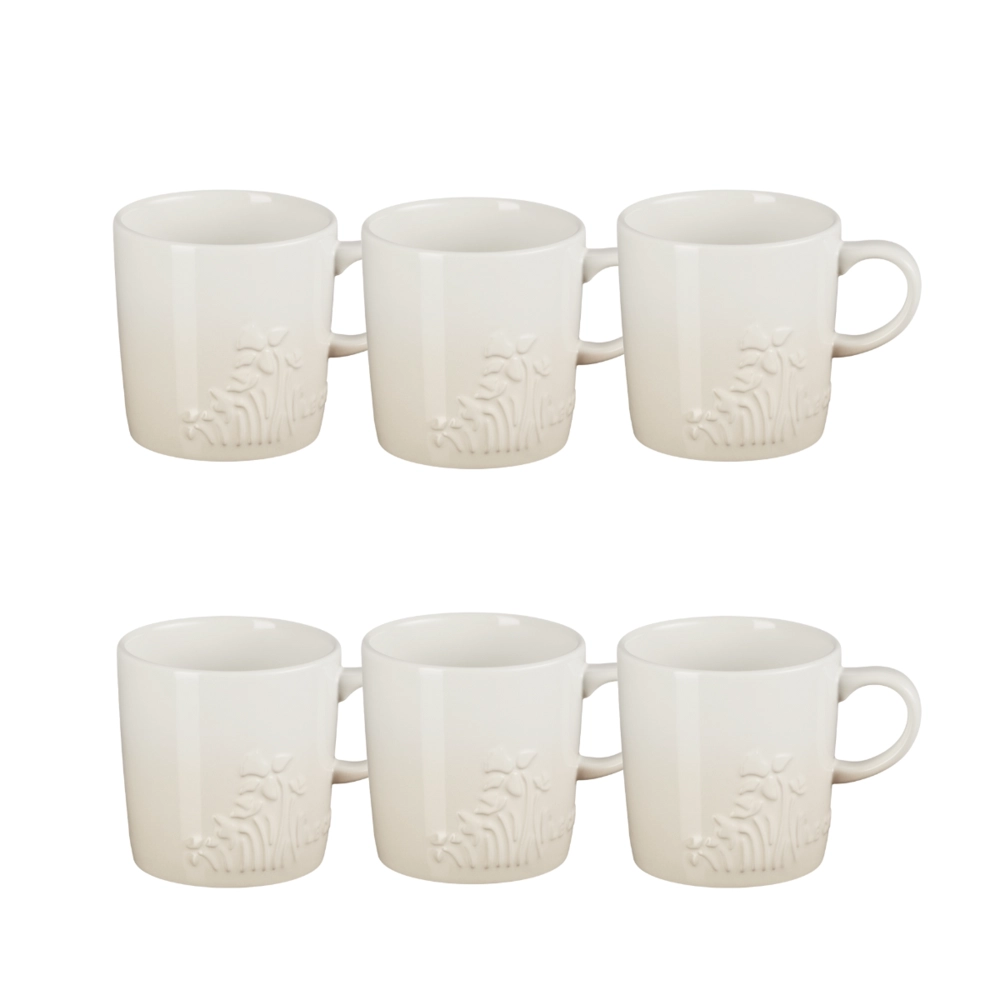 Jogo 6 Canecas de Chá de Cerâmica Jardin 350 ml Meringue Le Creuset