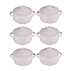 Jogo 6 Mini Cocotte de Cerâmica Jardin 10 cm Shell Pink Le Creuset