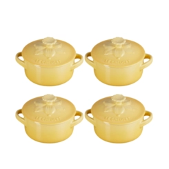 Jogo 4 Mini Cocotte de Cerâmica Jardin 10 cm Camomille Le Creuset