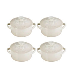 Jogo 4 Mini Cocotte de Cerâmica Jardin 10 cm Meringue Le Creuset
