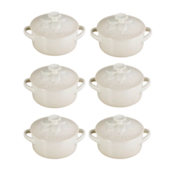 Jogo 6 Mini Cocotte de Cerâmica Jardin 10 cm Meringue Le Creuset
