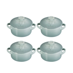 Jogo 4 Mini Cocotte de Cerâmica Jardin 10 cm Sea Salt Le Creuset