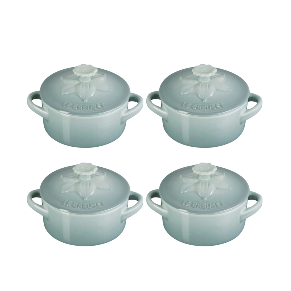 Jogo 4 Mini Cocotte de Cerâmica Jardin 10 cm Sea Salt Le Creuset