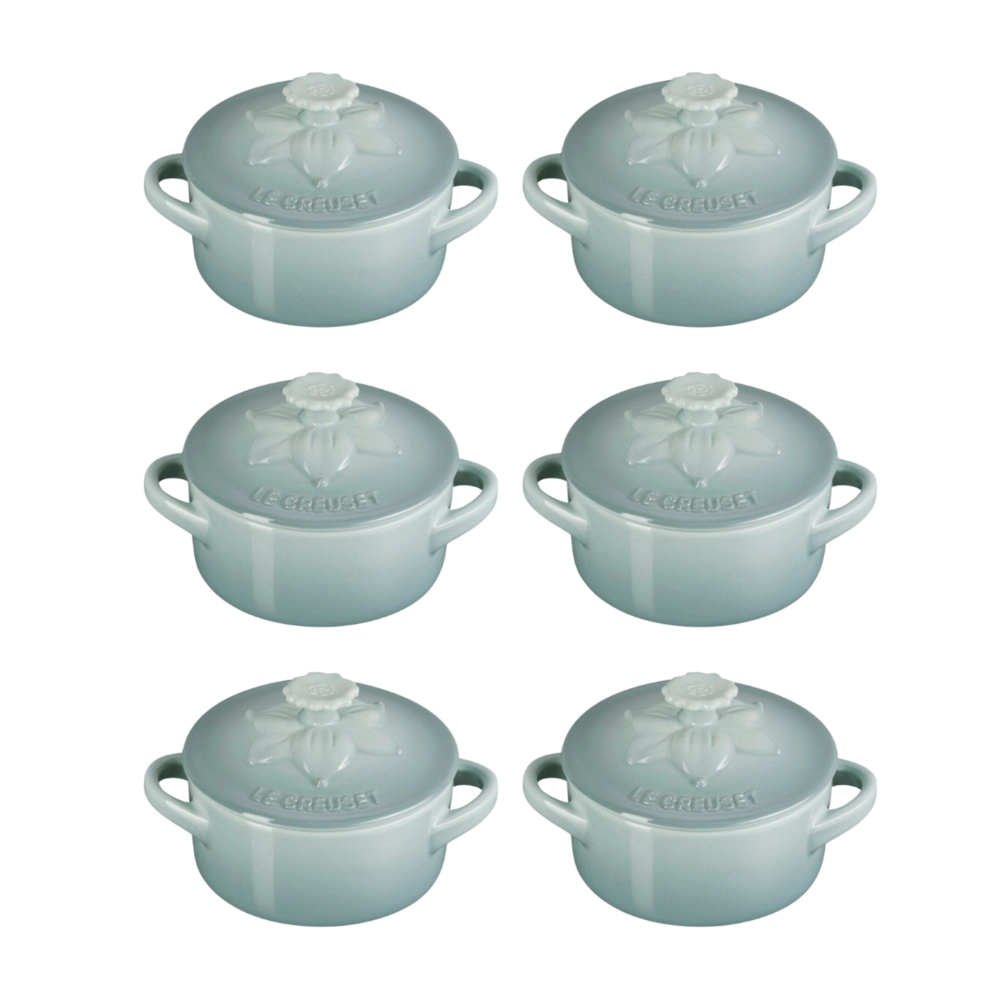 Jogo 6 Mini Cocotte de Cerâmica Jardin 10 cm Sea Salt Le Creuset