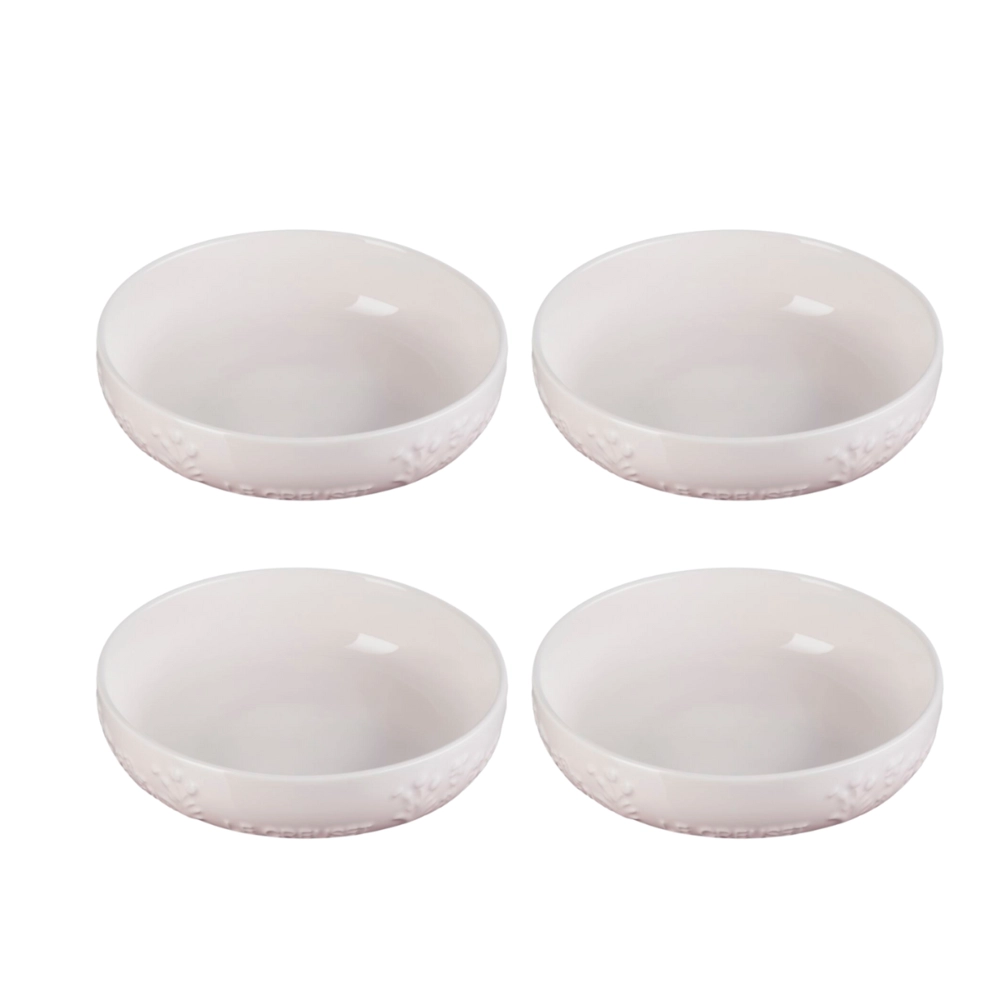 Jogo de 4 Pratos Fundos de Cerâmica Sphere Jardin 18 cm Shell Pink Le Creuset