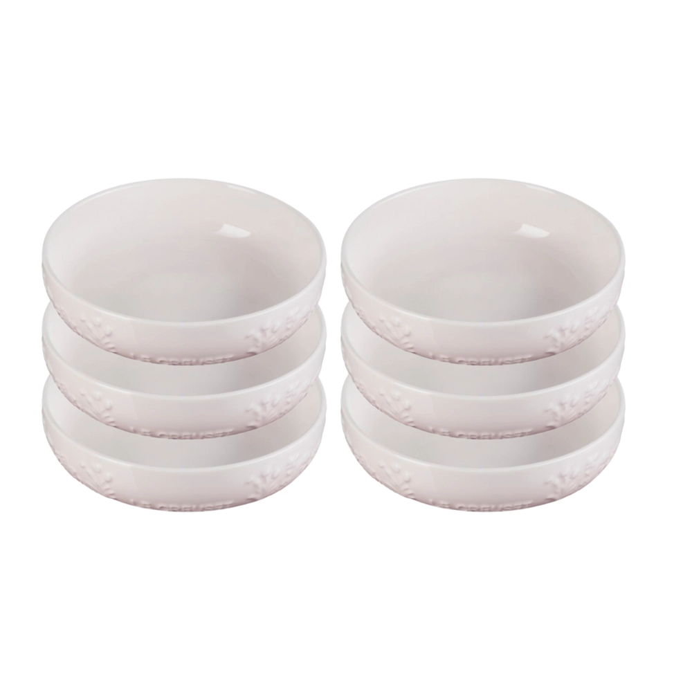 Jogo de 6 Pratos Fundos de Cerâmica Sphere Jardin 18 cm Shell Pink Le Creuset