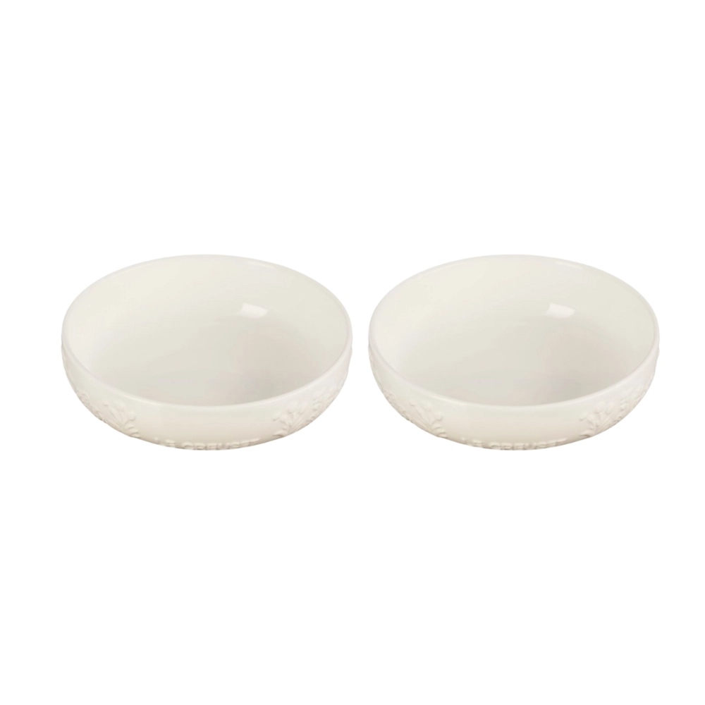 Jogo de 2 Pratos Fundos de Cerâmica Sphere Jardin 18 cm Meringue Le Creuset