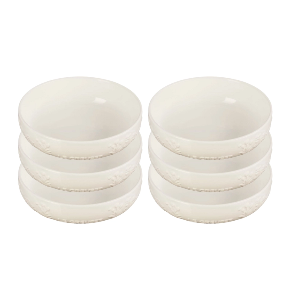 Jogo de 6 Pratos Fundos de Cerâmica Sphere Jardin 18 cm Meringue Le Creuset
