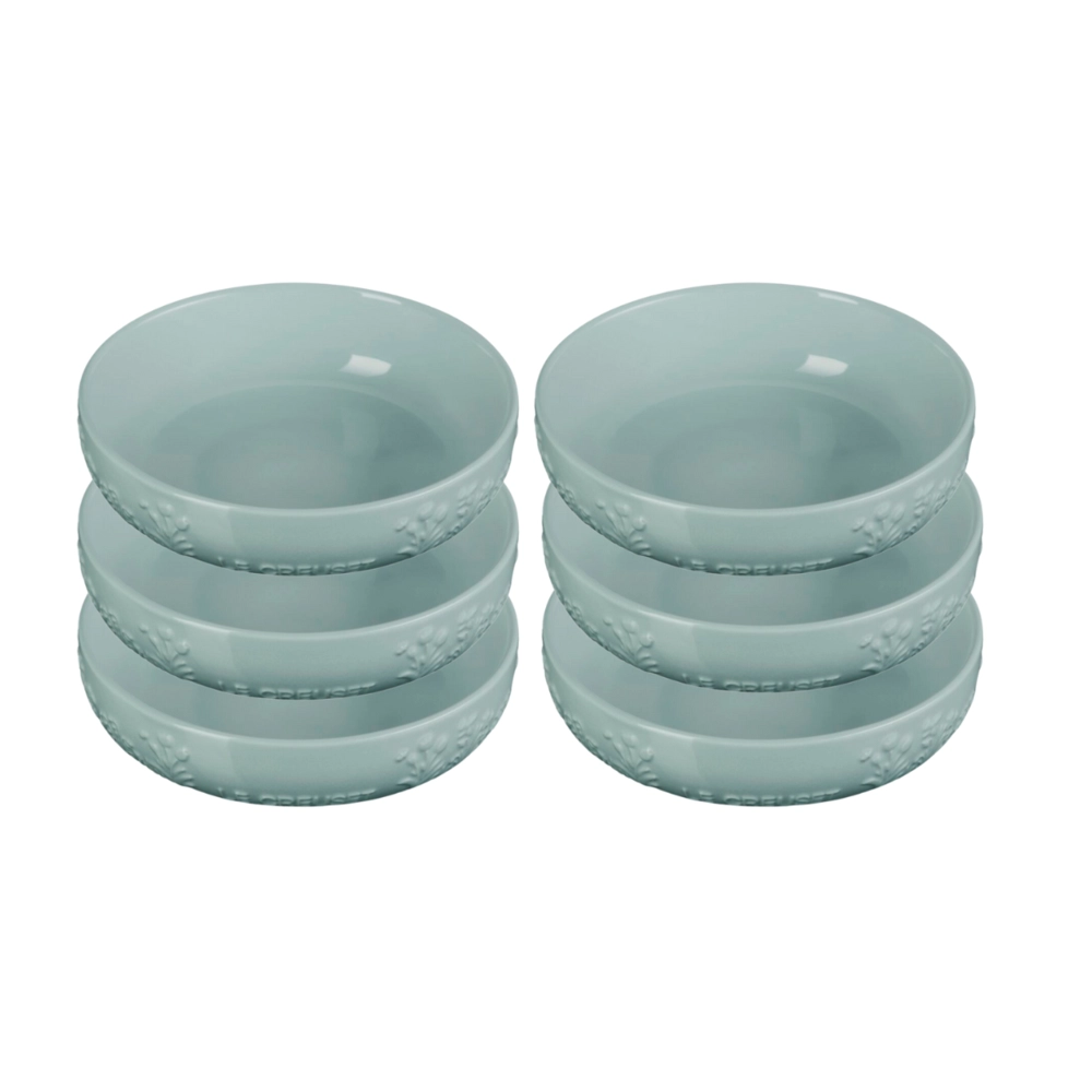 Jogo de 6 Pratos Fundos de Cerâmica Sphere Jardin 18 cm Sea Salt Le Creuset