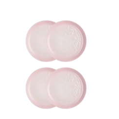 Jogo de 4 Pratos Rasos de Cerâmica Sphere Jardin 22 cm Shell Pink Le Creuset