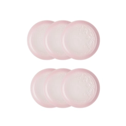 Jogo de 6 Pratos Rasos de Cerâmica Sphere Jardin 22 cm Shell Pink Le Creuset