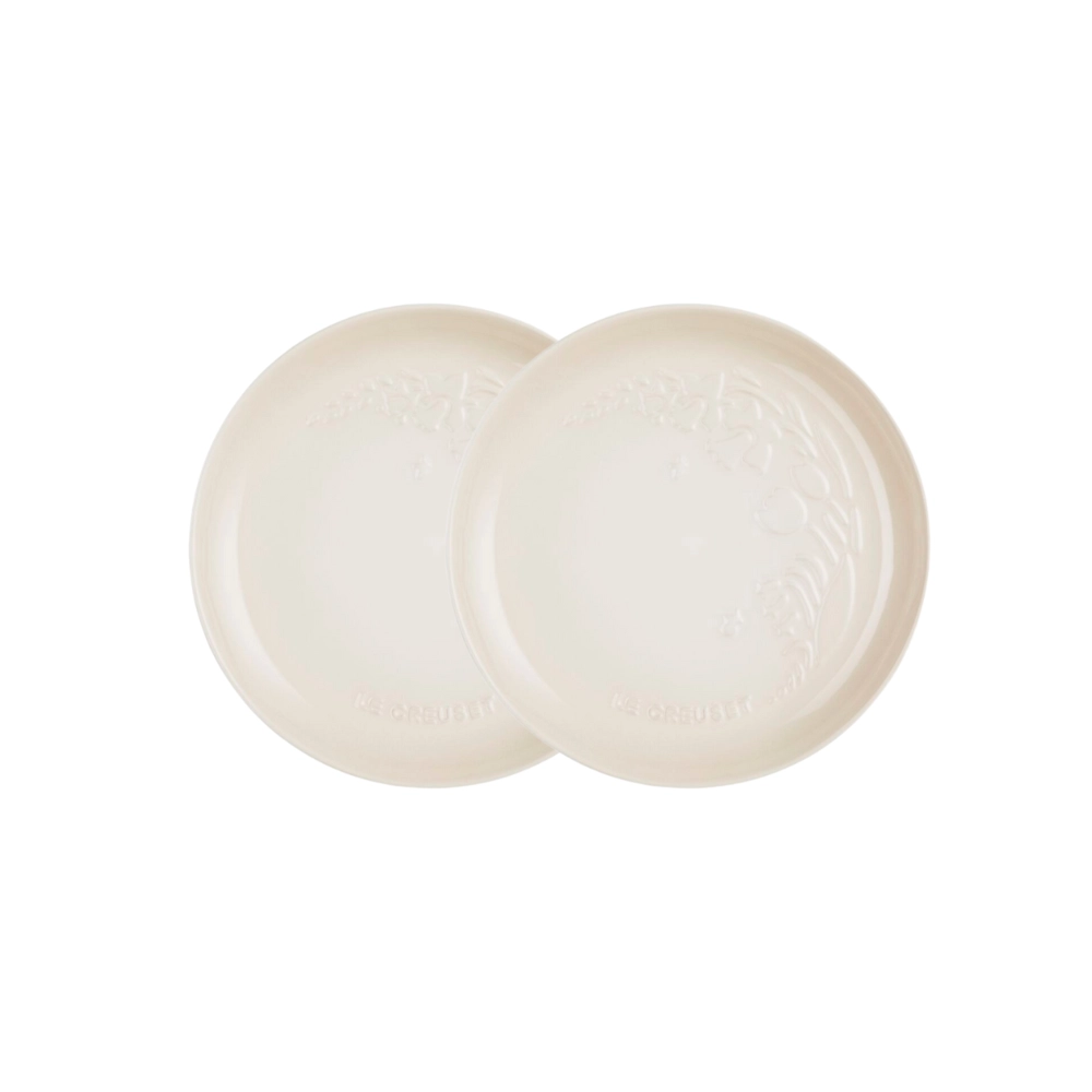 Jogo de 2 Pratos Rasos de Cerâmica Sphere Jardin 22 cm Meringue Le Creuset