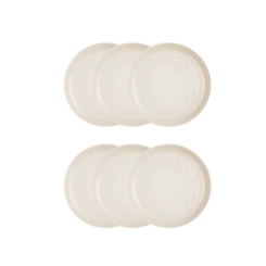 Jogo de 6 Pratos Rasos de Cerâmica Sphere Jardin 22 cm Meringue Le Creuset