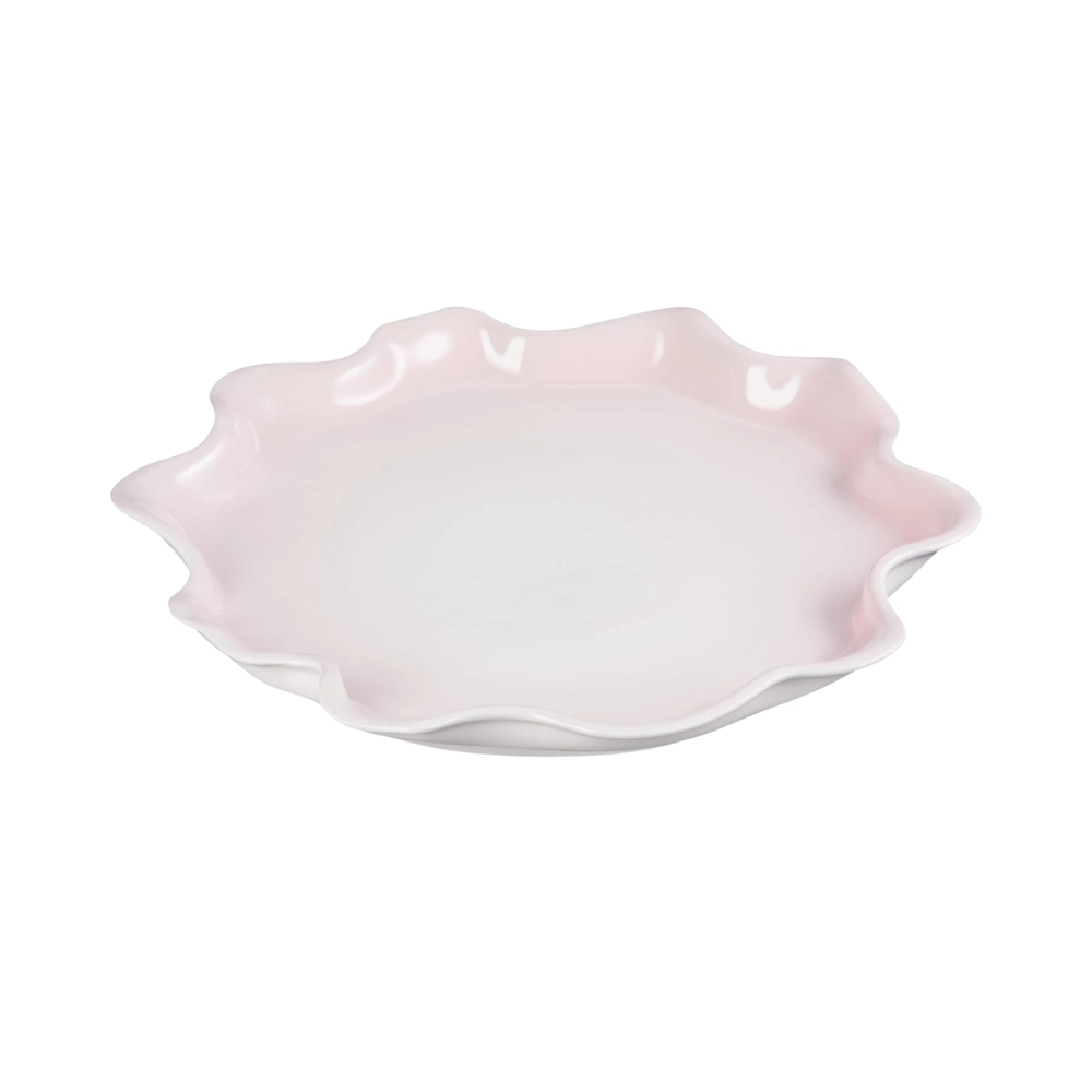 Prato de Servir em Cerâmica Ruffle 36 cm Shell Pink Le Creuset