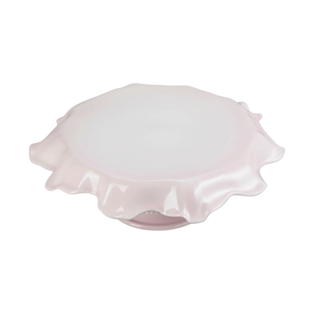 Suporte para Bolo de Cerâmica Ruffle 28 cm Shell Pink Le Creuset