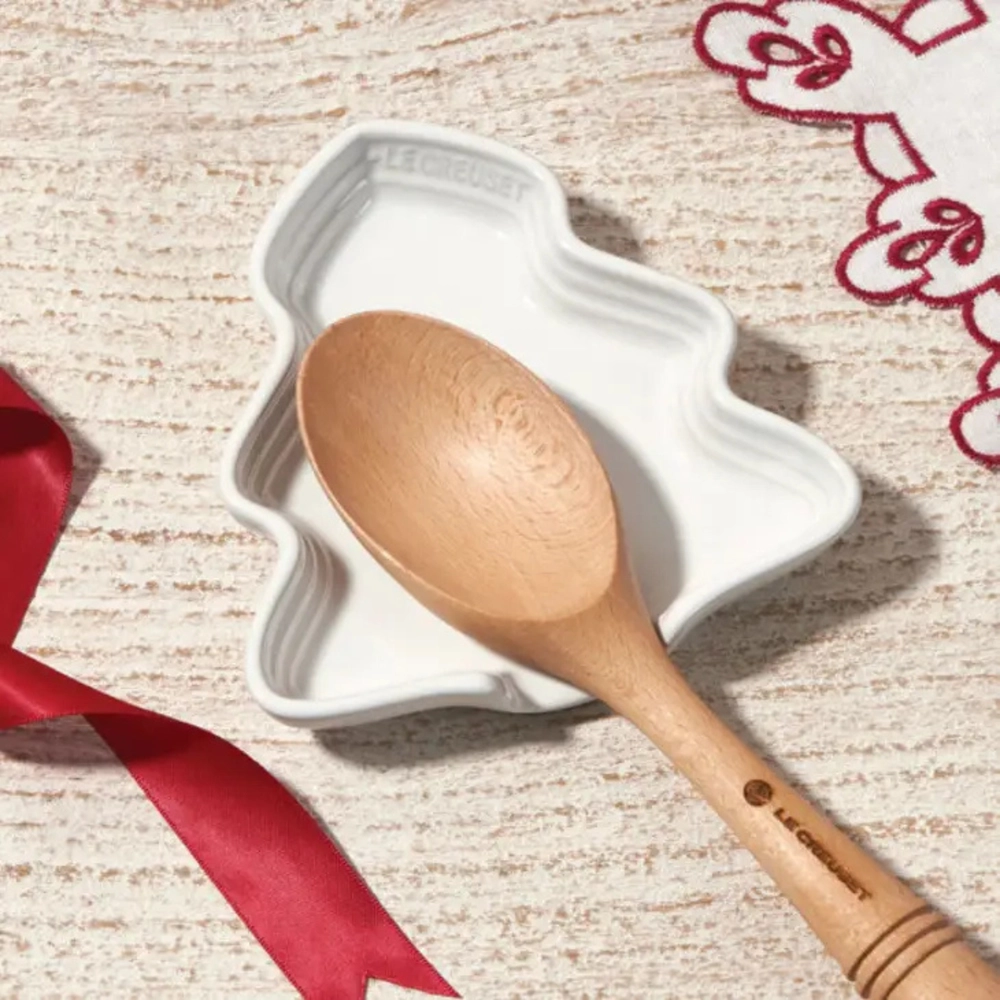 Descanso de Colher de Cerâmica Árvore de Natal 14 cm Branco Le Creuset
