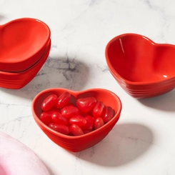 Set 4 Mini Pratos de Cerâmica Coração Vermelho Le Creuset