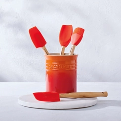 Set 3 Espátulas e 1 Pincel Craft com Porta Utensílios Classic Laranja Le Creuset
