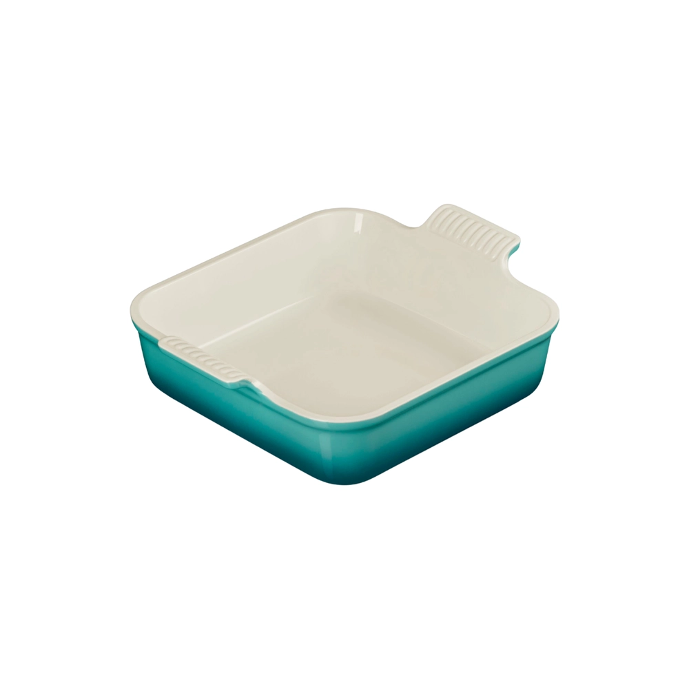 Travessa Quadrada de Cerâmica Heritage 23 cm Bleu Riviera Le Creuset