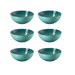 Jogo de 6 Bowls para Cereal de Cerâmica 16 cm Bleu Riviera Le Creuset
