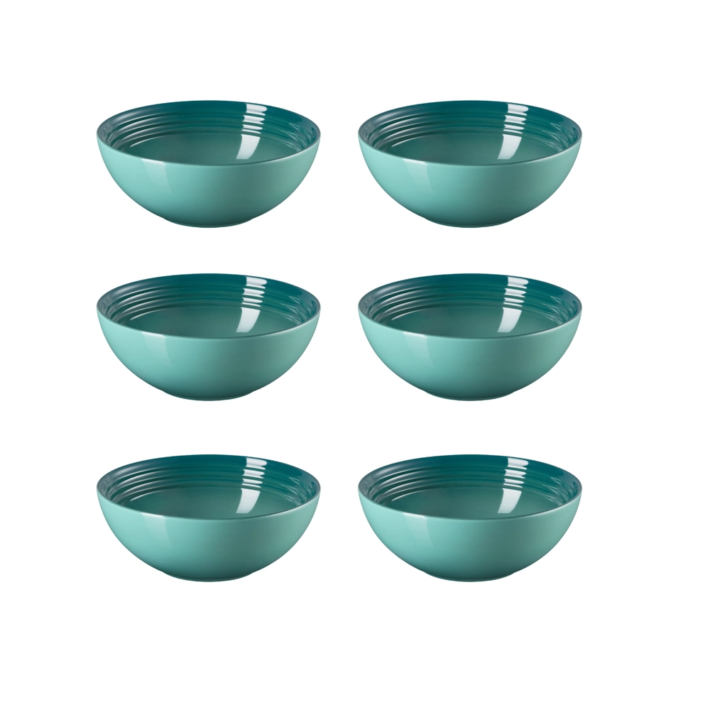 Jogo de 6 Bowls para Cereal de Cerâmica 16 cm Bleu Riviera Le Creuset