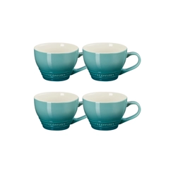 Jogo 4 Canecas Bistrô de Cerâmica 400 ml Bleu Riviera Le Creuset