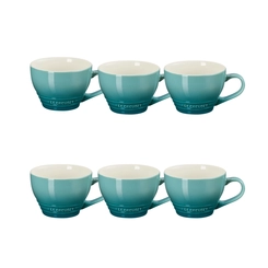 Jogo 6 Canecas Bistrô de Cerâmica 400 ml Bleu Riviera Le Creuset