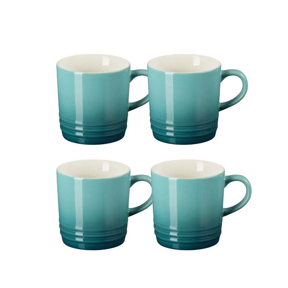 Jogo 4 Canecas Cappuccino de Cerâmica 200 ml Bleu Riviera Le Creuset