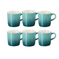 Jogo 6 Canecas Cappuccino de Cerâmica 200 ml Bleu Riviera Le Creuset