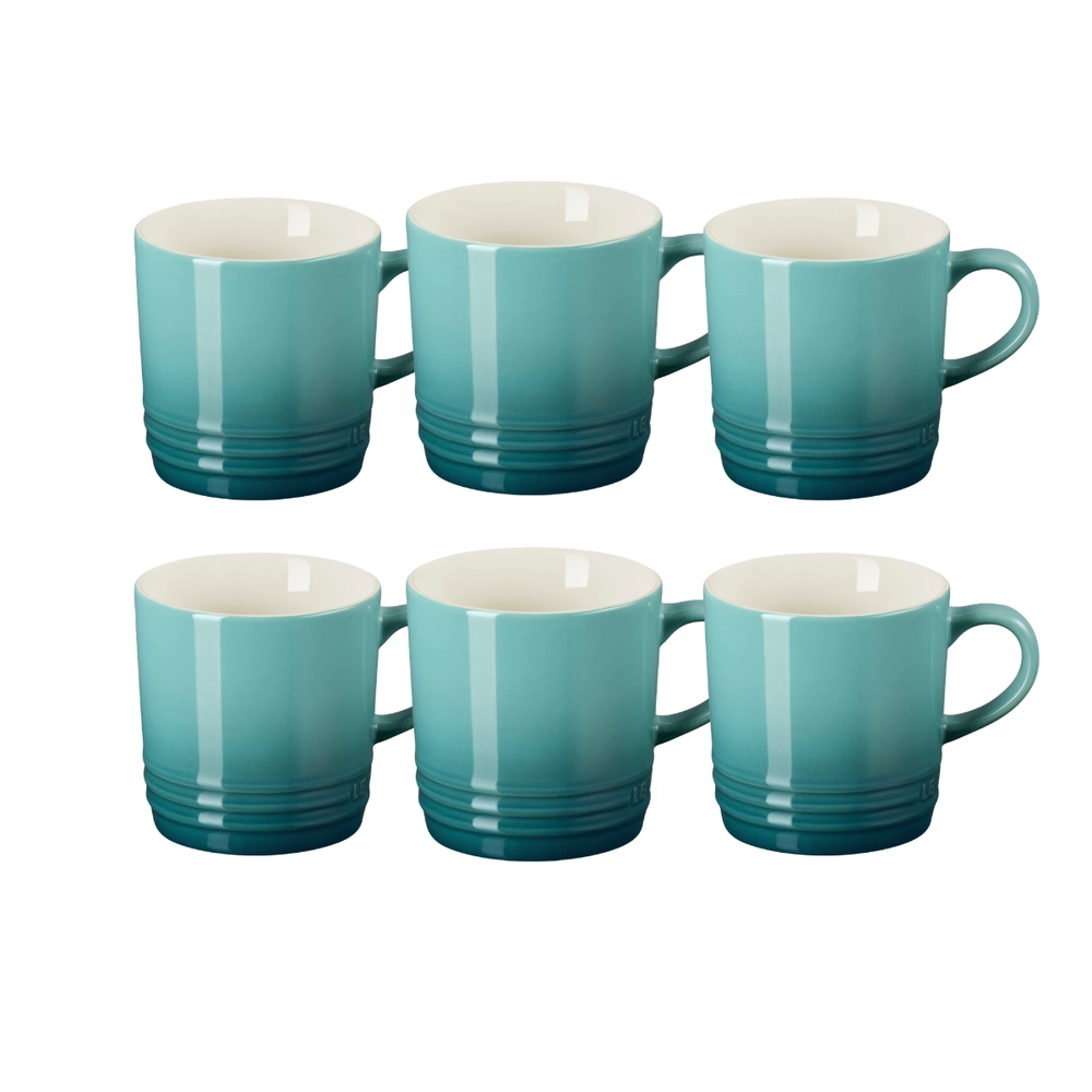 Jogo 6 Canecas Cappuccino de Cerâmica 200 ml Bleu Riviera Le Creuset