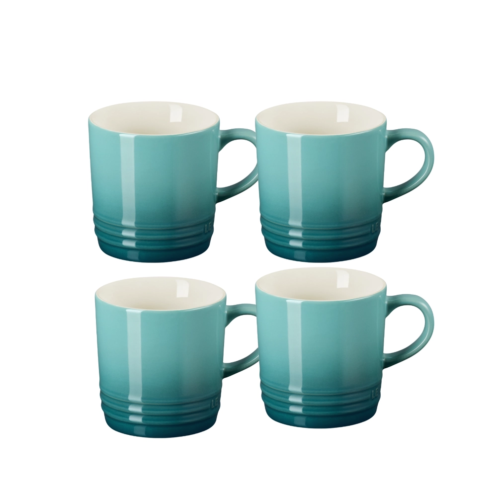 Jogo 4 Canecas de Chá de Cerâmica 350 ml Bleu Riviera Le Creuset