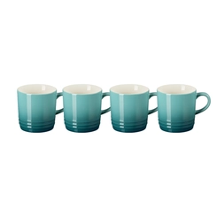Jogo 4 Canecas Espresso de Cerâmica 100 ml Bleu Riviera Le Creuset