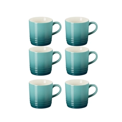 Jogo 6 Canecas Espresso de Cerâmica 100 ml Bleu Riviera Le Creuset