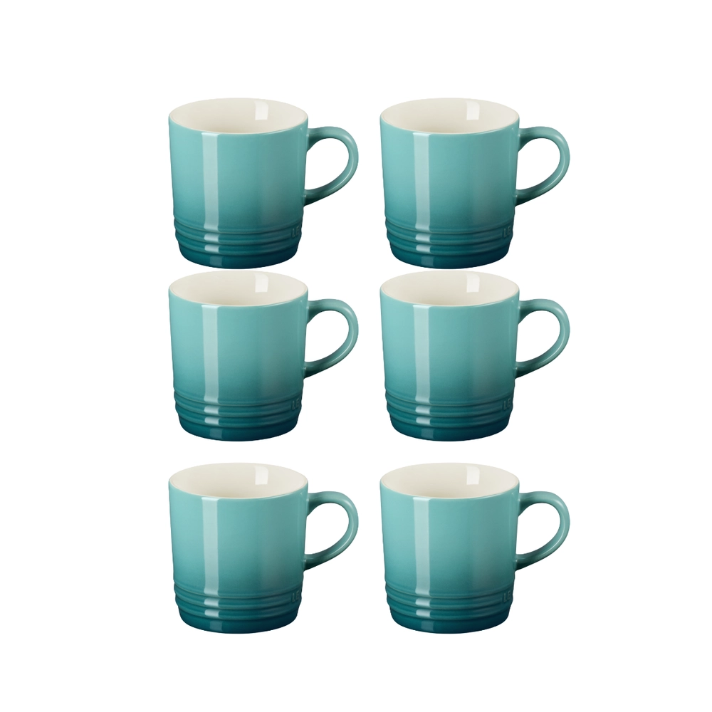 Jogo 6 Canecas Espresso de Cerâmica 100 ml Bleu Riviera Le Creuset